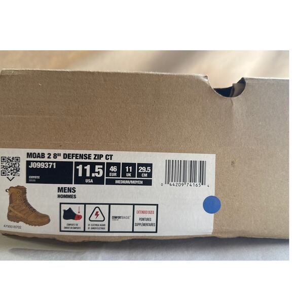 Merrell Work Boots Moab 2 8" Defense Zip Men 11.5M WP Suede Composite Toe Coyote - Picture 12 of 13